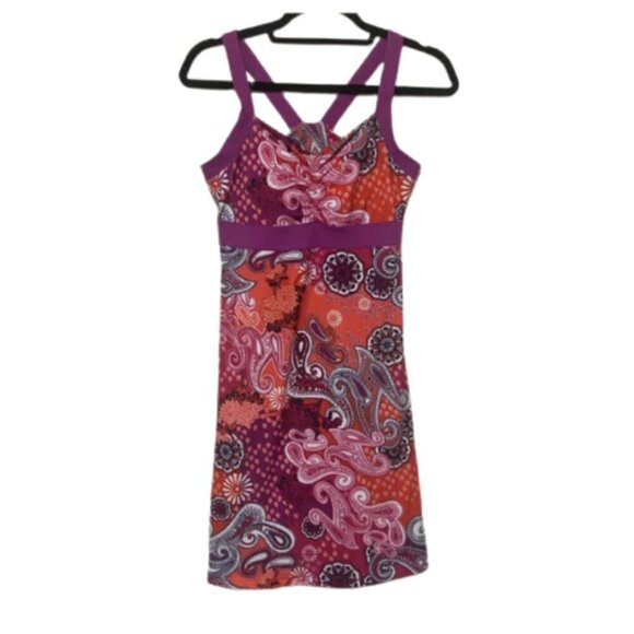 Prana LIKE NEW multi color paisley print athletic dress w/ built in bra size S - Picture 1 of 6